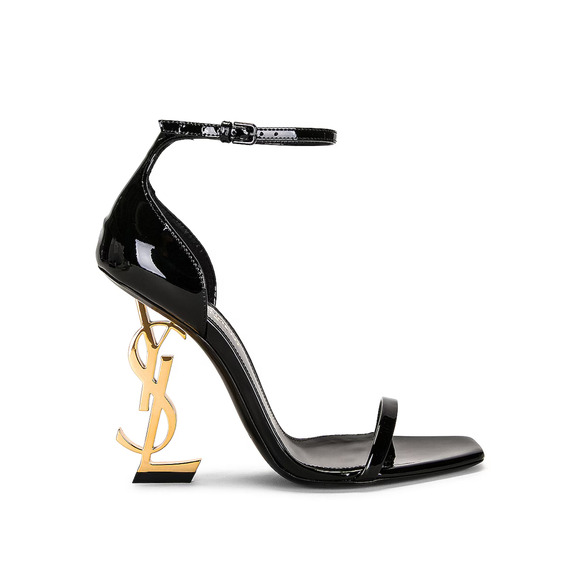 Saint Laurent Patent Vernice Opyum 110 Heel Sandals Chiffon/Oro Antico Nero 38.5 - Picture 1 of 10